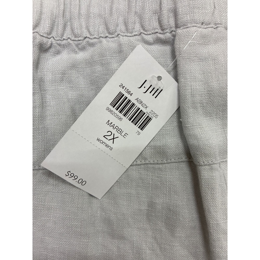 Pure Jill J.Jill Women 2X Linen Pants Marble Grey Cropped Drawstring New 241564 - Picture 3 of 5